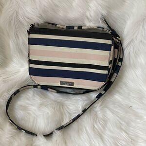 Kate Spade New York tricolor stripes Beige light pink & Navy blue cross body bag